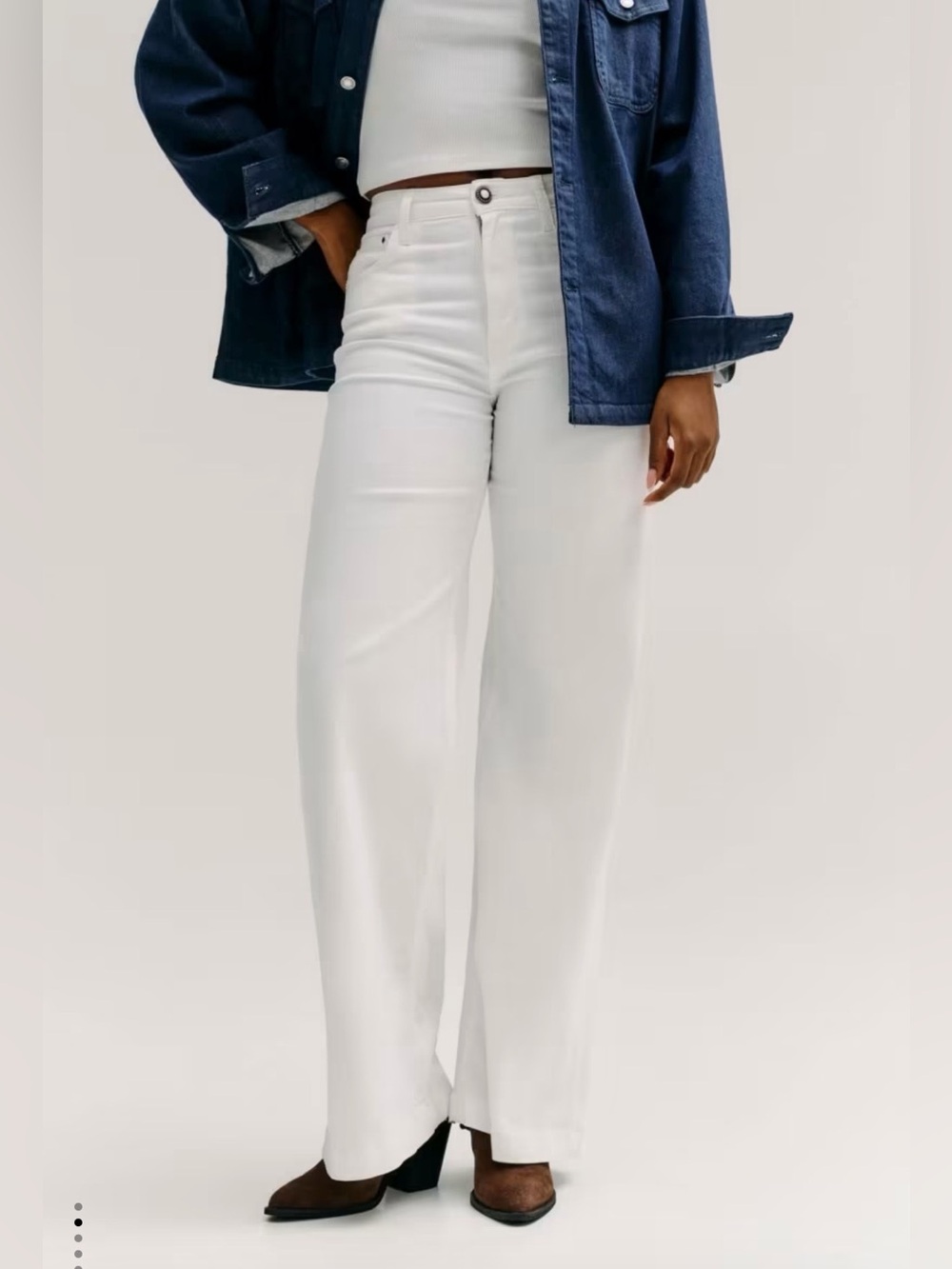 Guess White High-Rise Wide-Leg Jeans